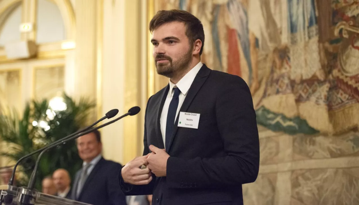 Nicolas Cruaud, cofondateur de la start-up industrielle Néolithelors de la remise du prix Ivy Tech.