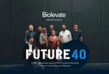 L'équipe Biolevate : Joel Belafa (CEO), Nathan Chen (COO), Antoine De Torcy (CPO), Anas Laaroussi (CTO), Florence Armstrong (PhD. Head of Science)