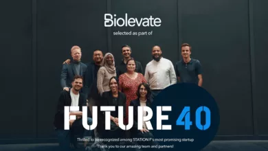 L'équipe Biolevate : Joel Belafa (CEO), Nathan Chen (COO), Antoine De Torcy (CPO), Anas Laaroussi (CTO), Florence Armstrong (PhD. Head of Science)